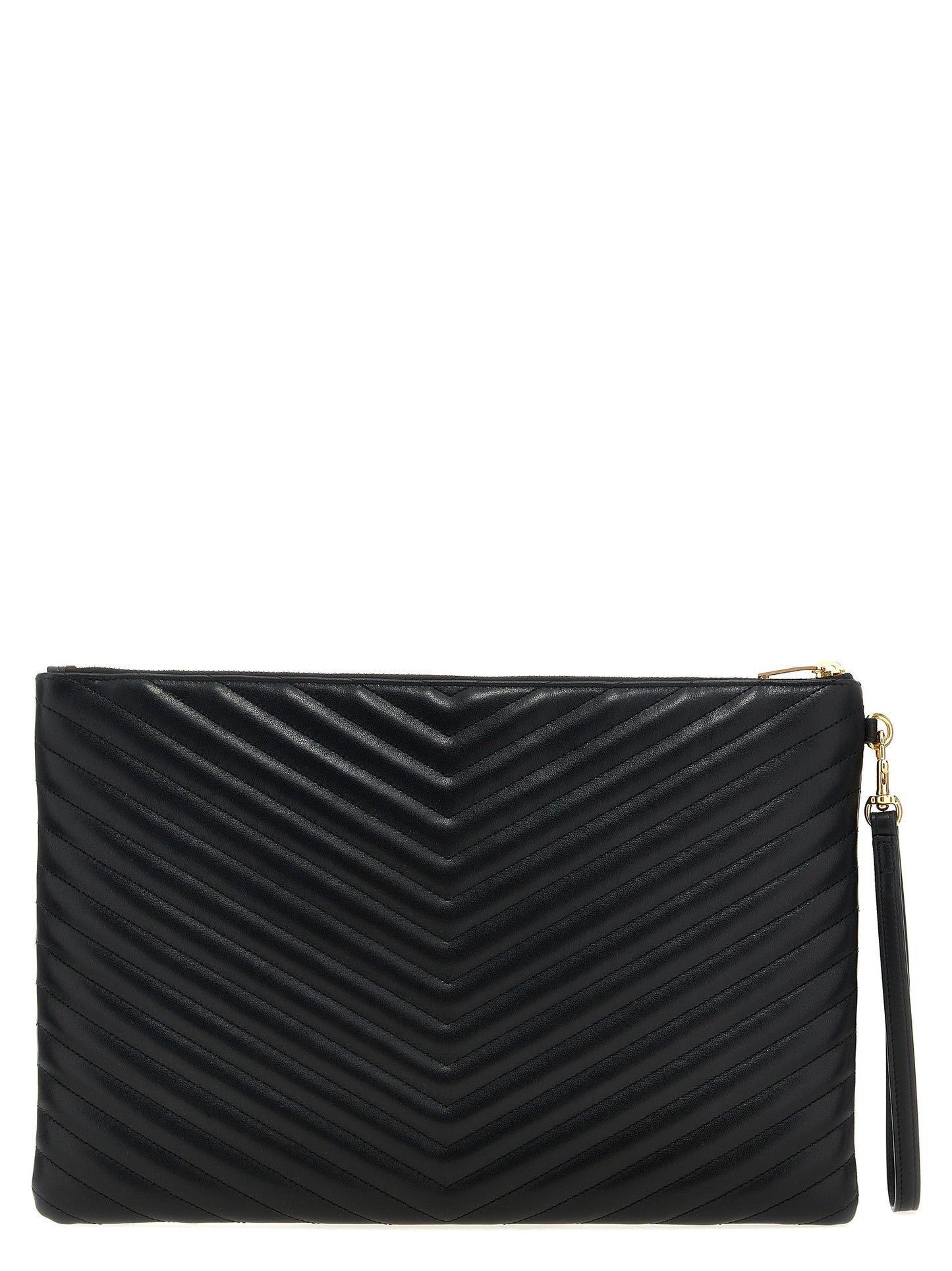 Saint Laurent Schwarze Kalbsleder-Clutch