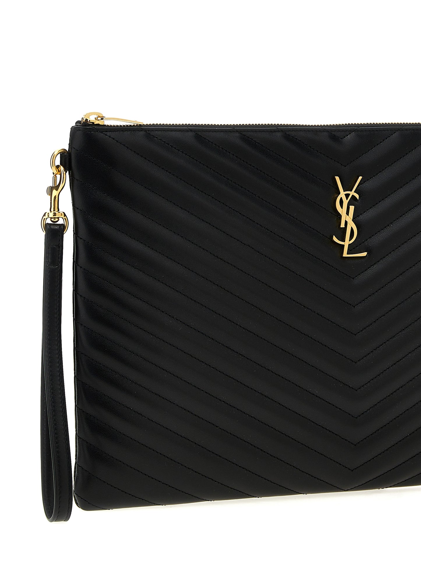 Saint Laurent Schwarze Kalbsleder-Clutch