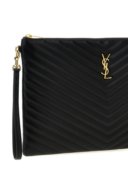 Saint Laurent Schwarze Kalbsleder-Clutch