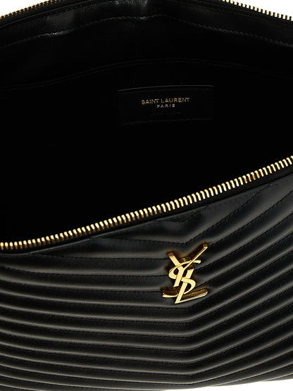 Saint Laurent Schwarze Kalbsleder-Clutch