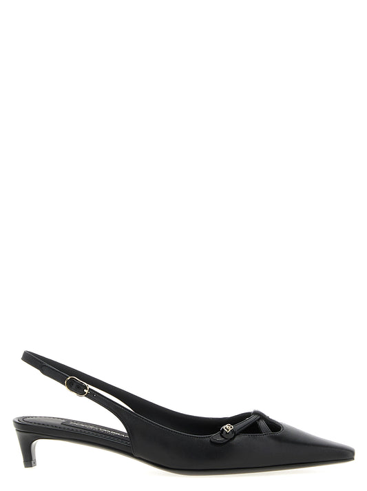 Dolce & Gabbana Schwarze Pumps aus Lammleder mit mittlerem Absatz