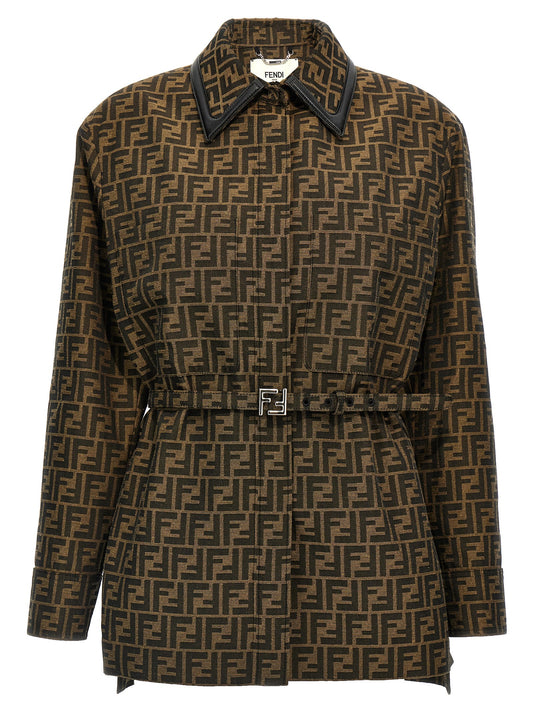 Fendi Braune Lederjacke aus Polyester