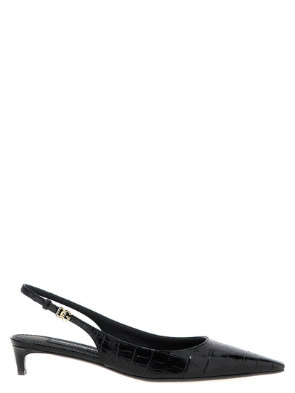 Dolce & Gabbana Schwarze Pumps aus Kalbsleder mit mittlerem Absatz