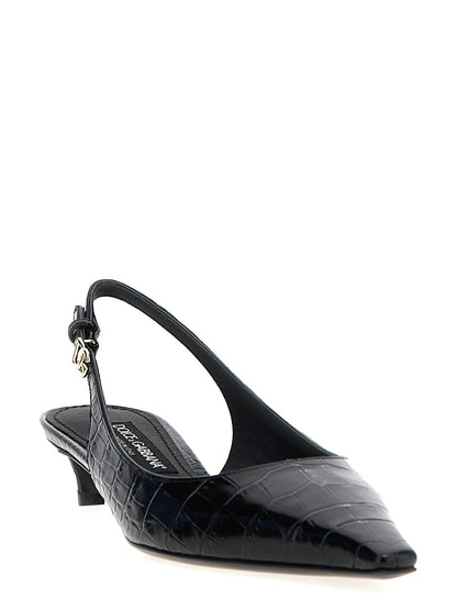 Dolce & Gabbana Schwarze Pumps aus Kalbsleder mit mittlerem Absatz
