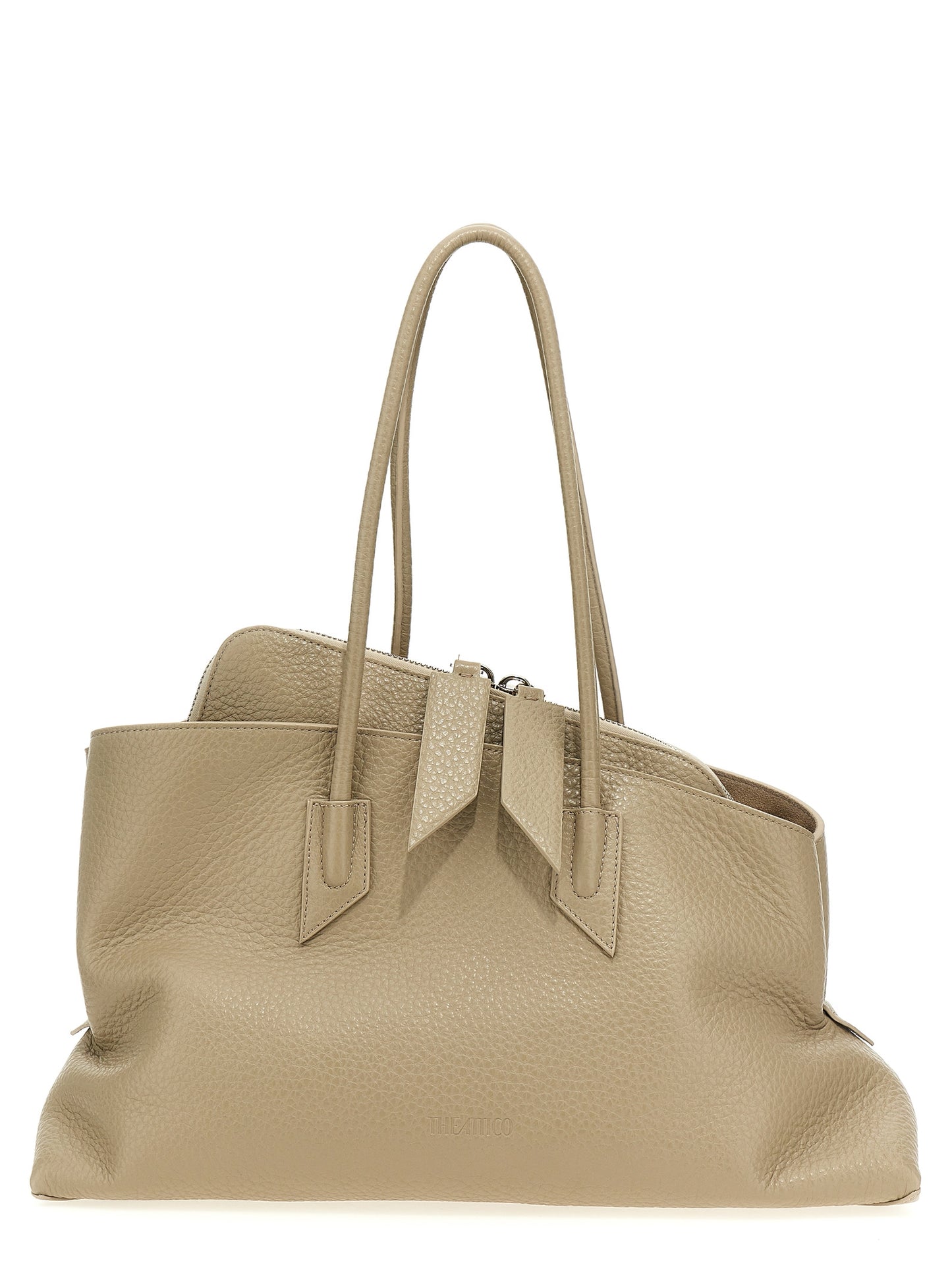 The Attico Beigefarbene Kalbshaut Schultertasche