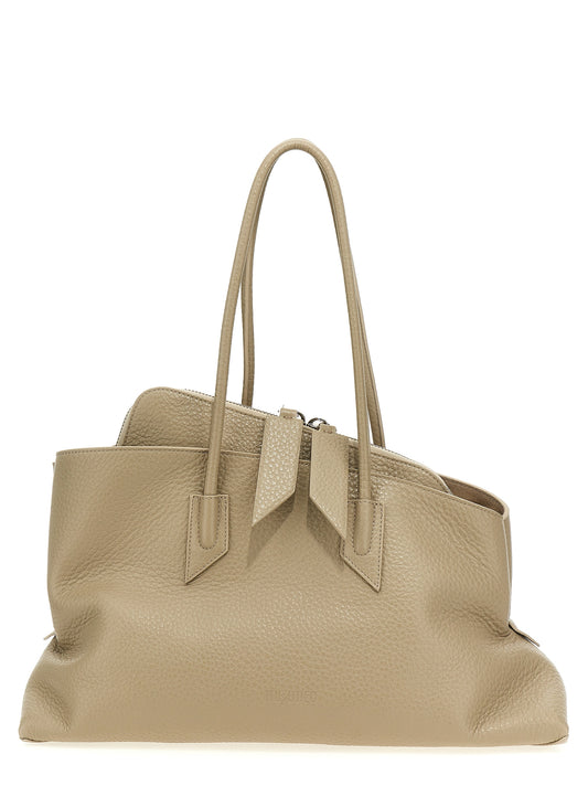 The Attico Beigefarbene Kalbshaut Schultertasche