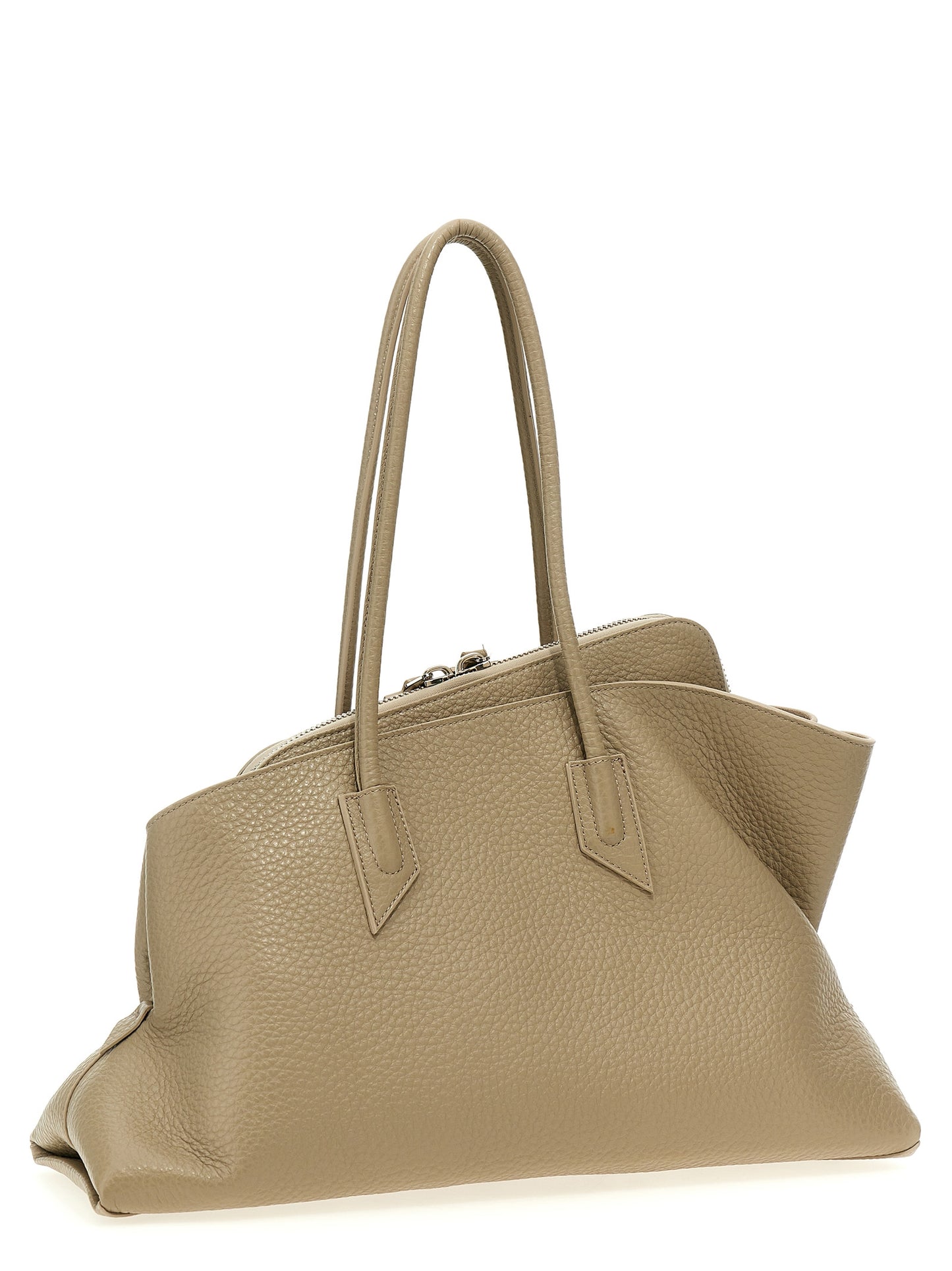 The Attico Beigefarbene Kalbshaut Schultertasche