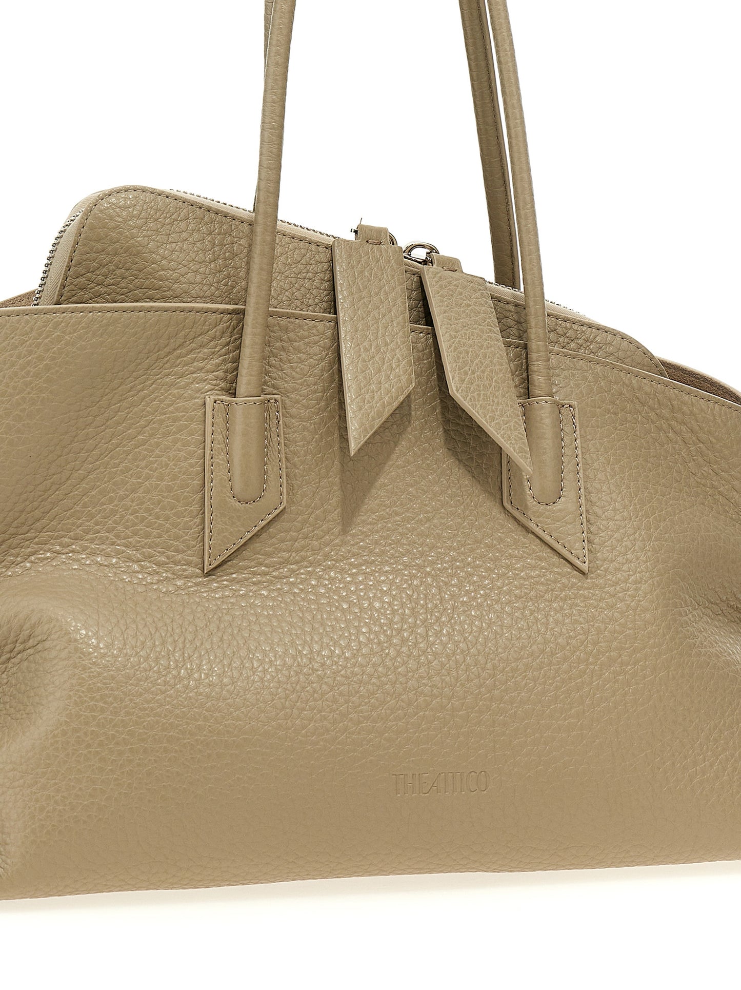 The Attico Beigefarbene Kalbshaut Schultertasche