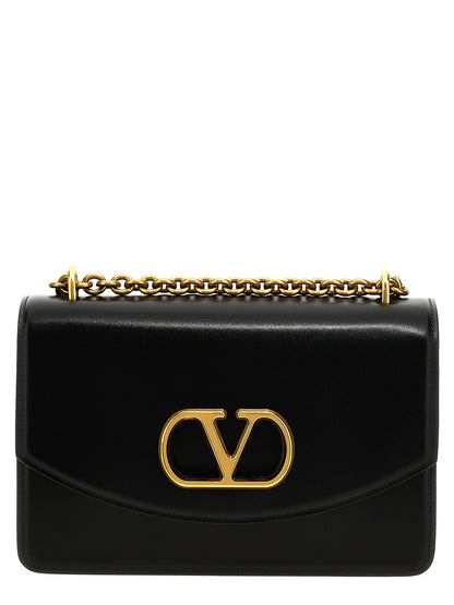 Valentino Garavani Schwarze Kalbsleder-Schultertasche