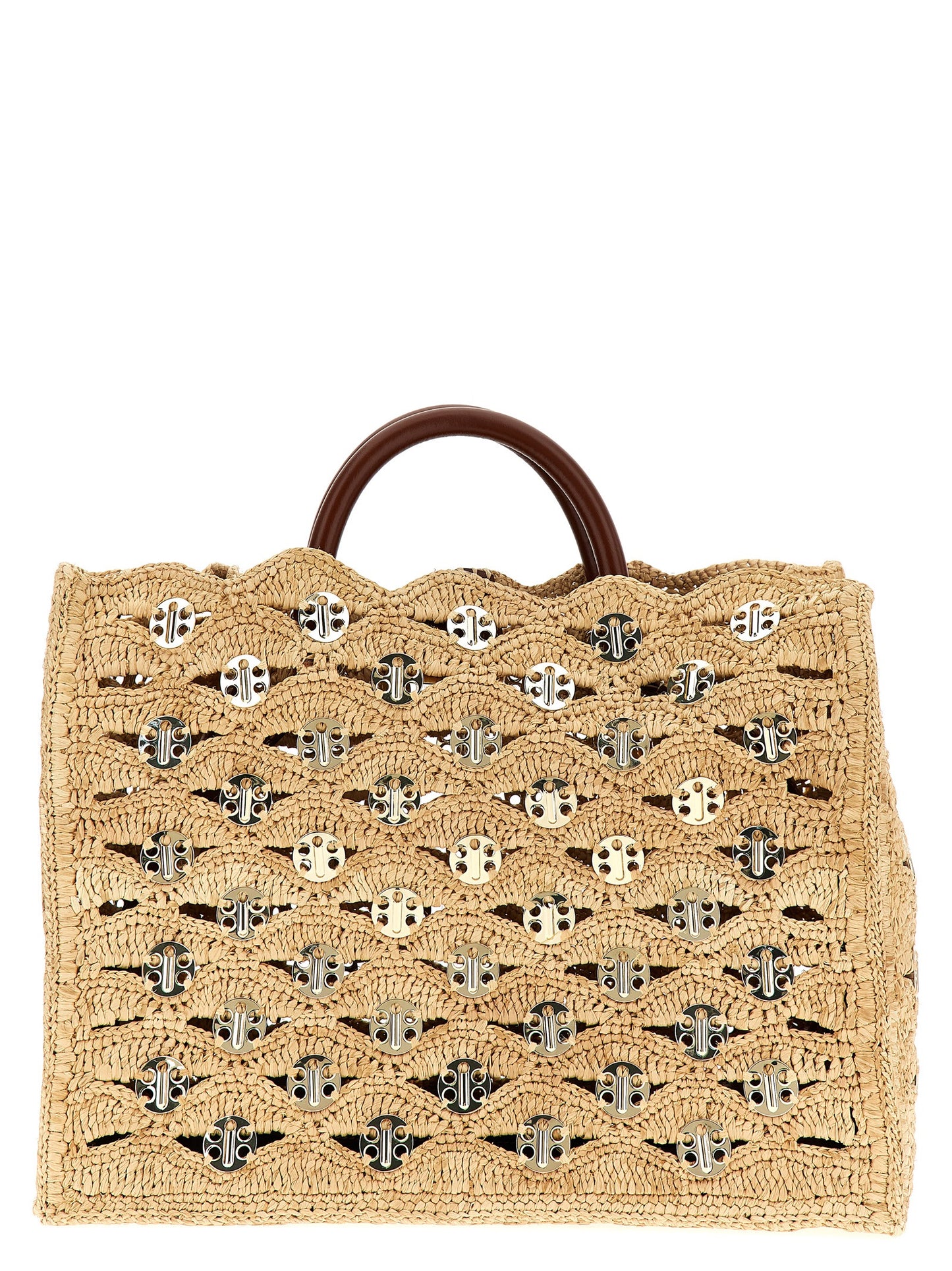 Paco Rabanne Beige Raffia Handtasche