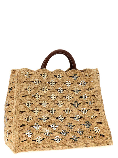 Paco Rabanne Beige Raffia Handtasche