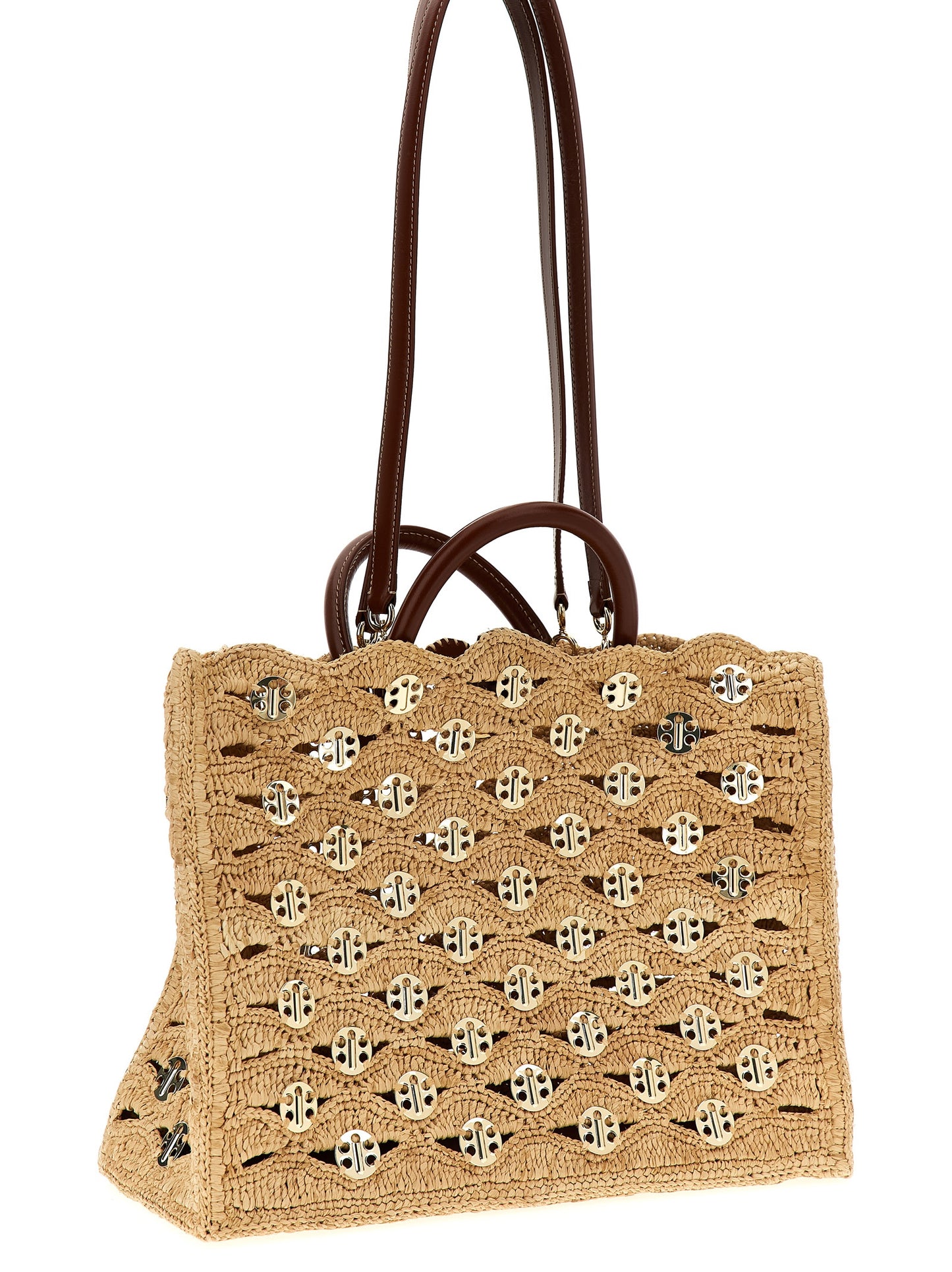 Paco Rabanne Beige Raffia Handtasche