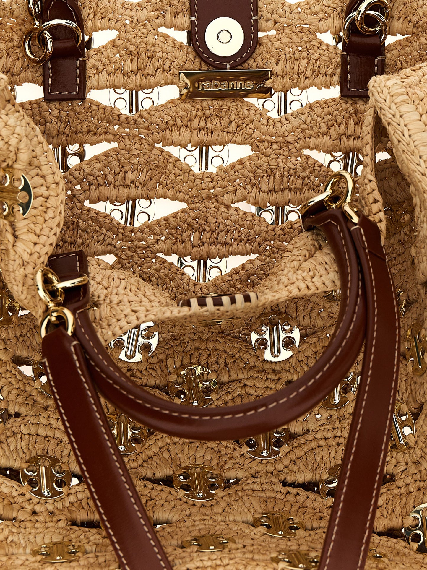 Paco Rabanne Beige Raffia Handtasche