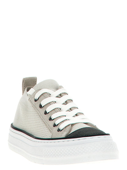 Brunello Cucinelli Mehrfarbige Low-Top-Sneaker aus Baumwolle