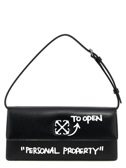 Off-White Zweifarbige Schultertasche aus Kalbsleder