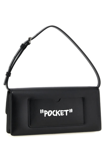 Off-White Zweifarbige Schultertasche aus Kalbsleder