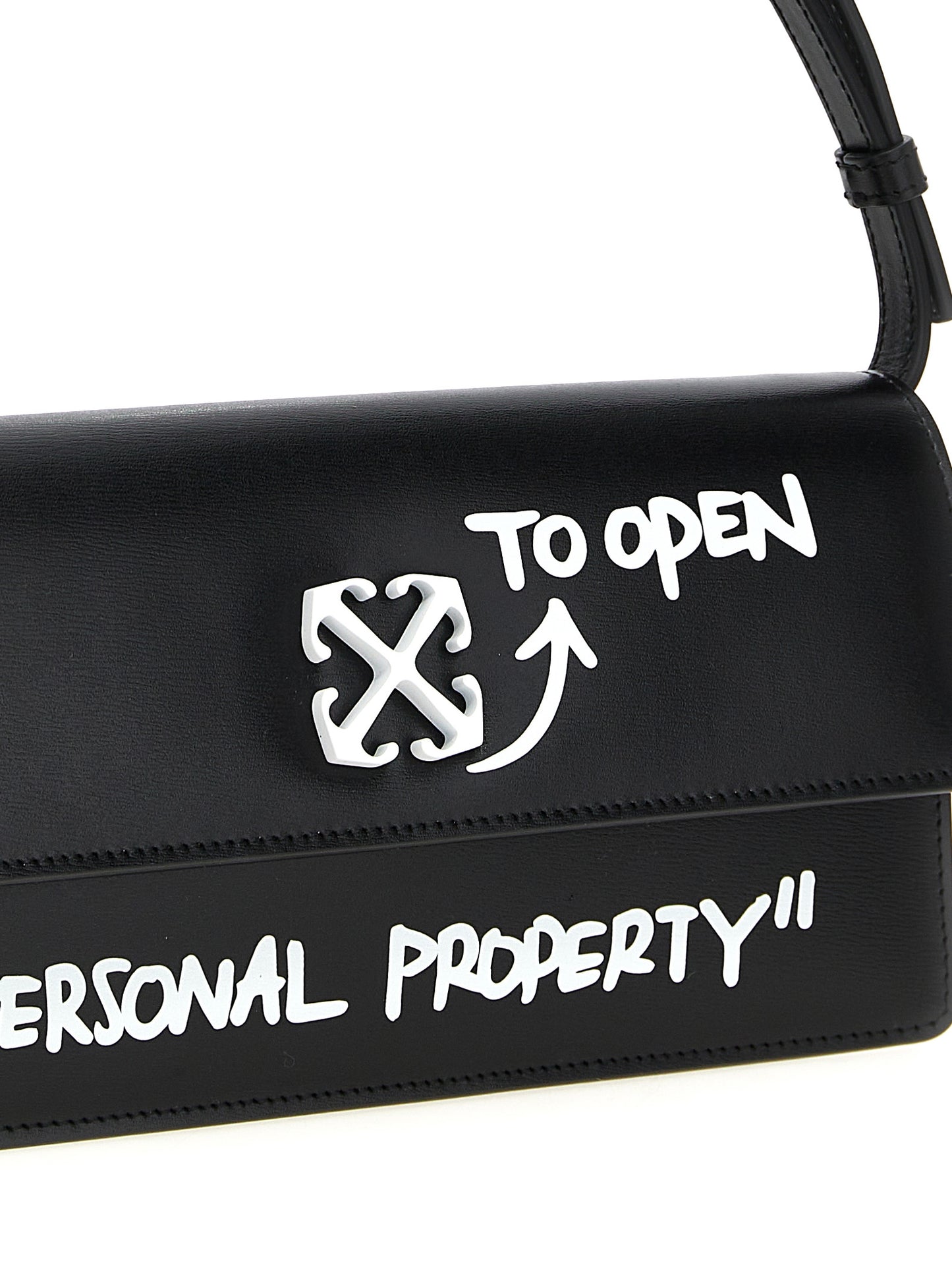 Off-White Zweifarbige Schultertasche aus Kalbsleder