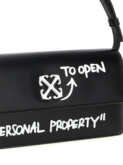 Off-White Zweifarbige Schultertasche aus Kalbsleder