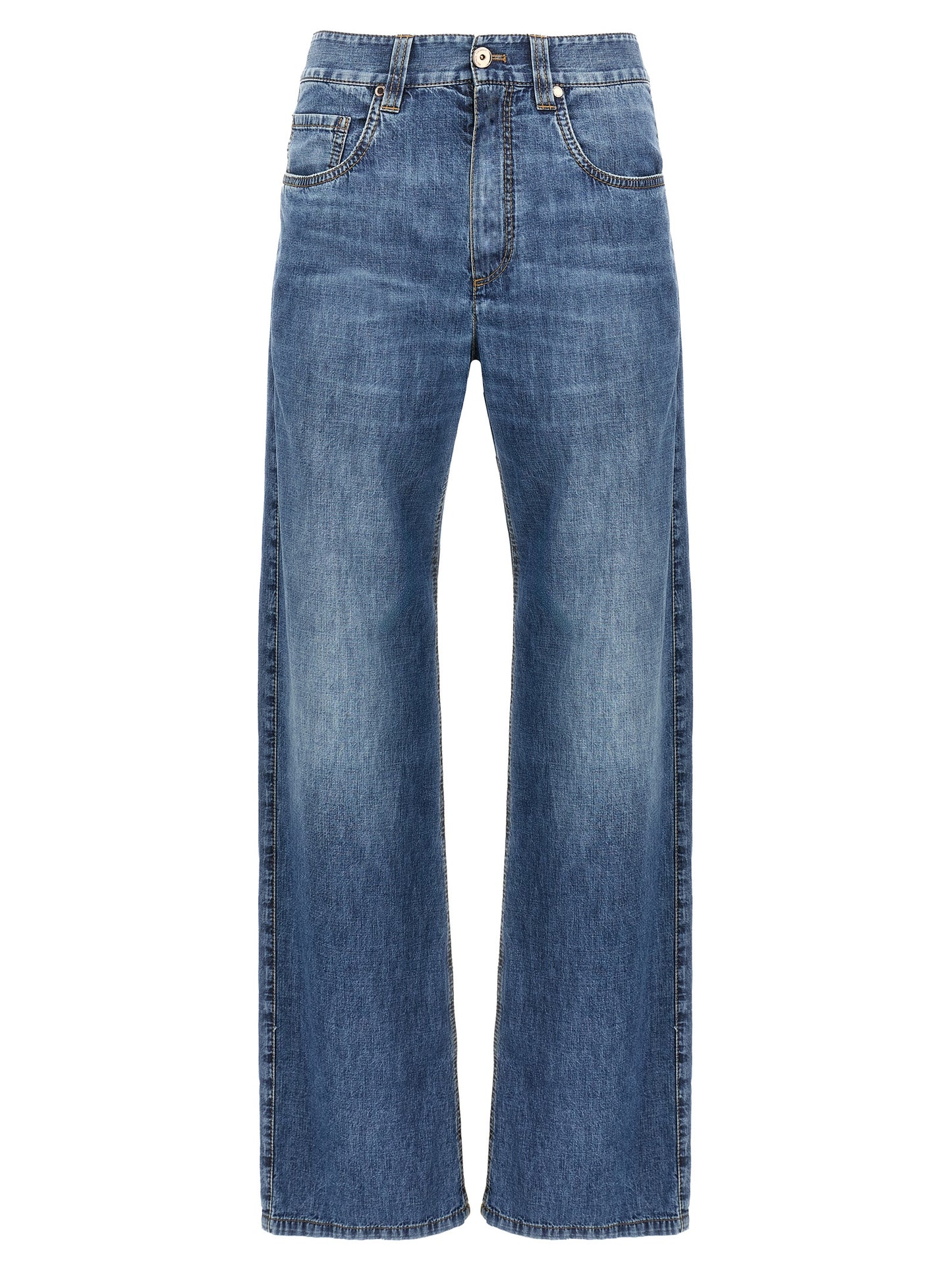 Brunello Cucinelli Blaue Jeans aus Baumwolle im geraden Schnitt