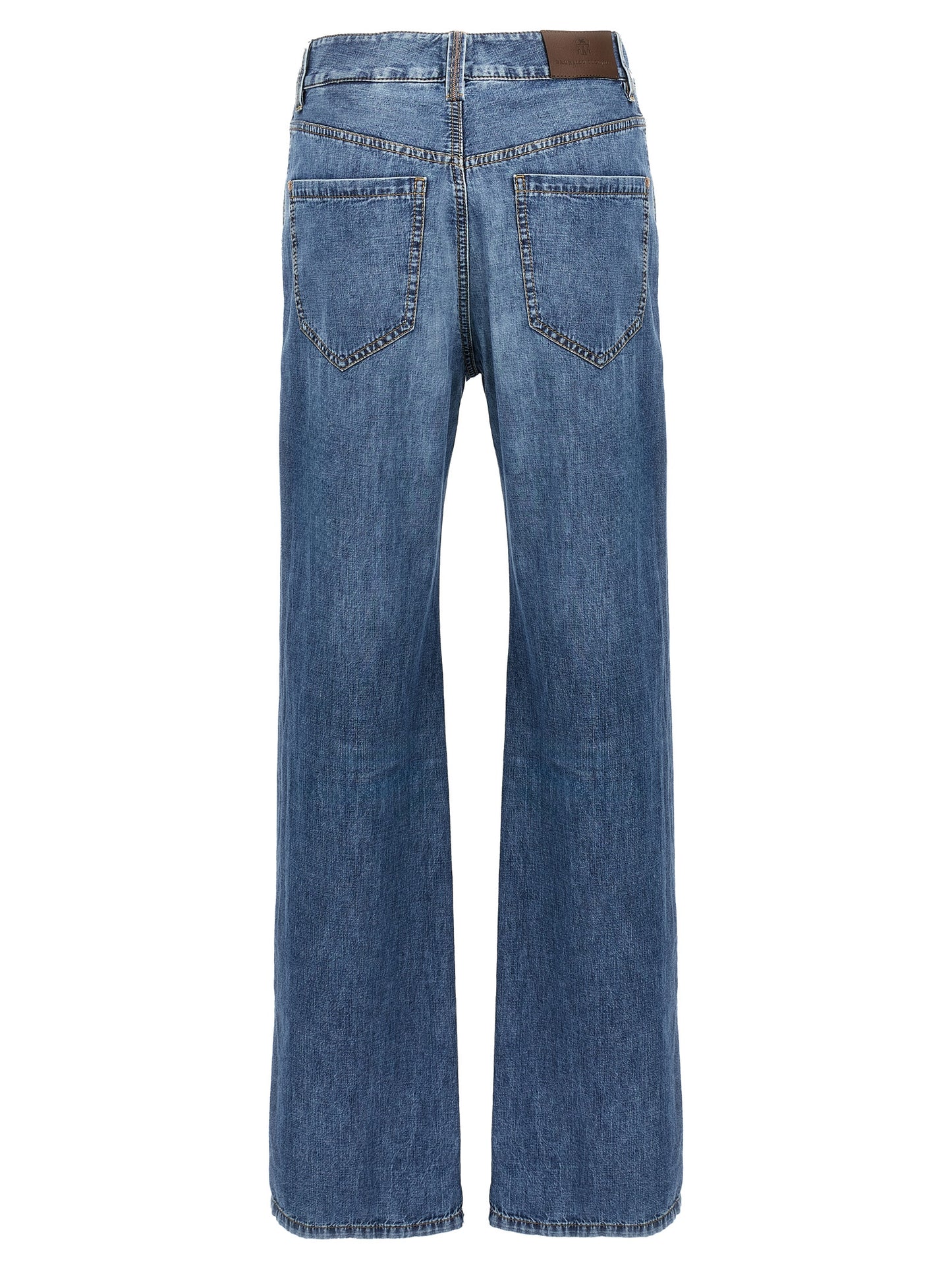 Brunello Cucinelli Blaue Jeans aus Baumwolle im geraden Schnitt