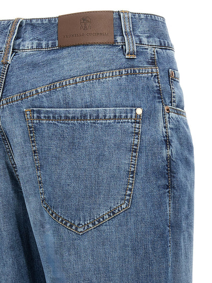 Brunello Cucinelli Blaue Jeans aus Baumwolle im geraden Schnitt