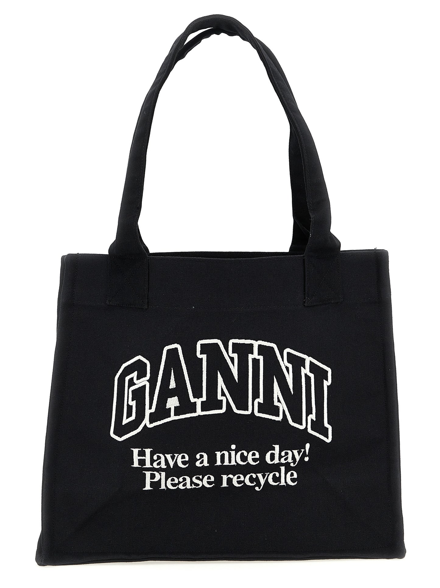 Ganni Zweifarbige Tote Bag aus recycelter Baumwolle