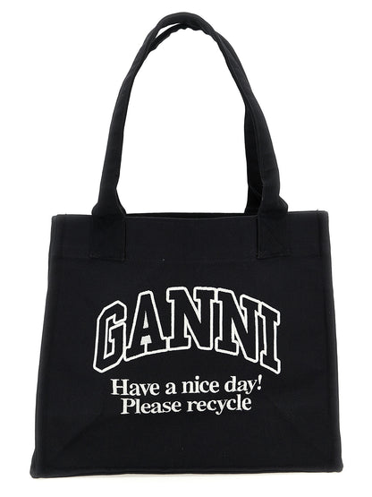 Ganni Zweifarbige Tote Bag aus recycelter Baumwolle