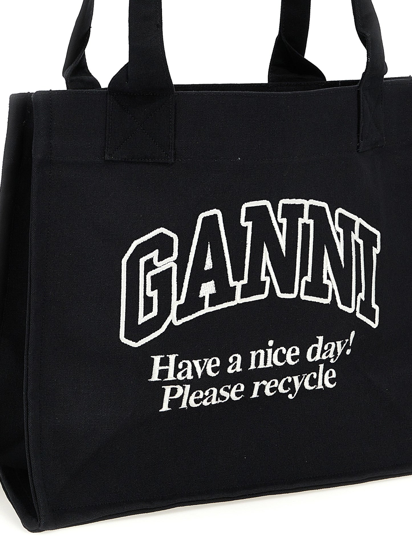 Ganni Zweifarbige Tote Bag aus recycelter Baumwolle