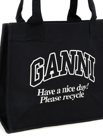 Ganni Zweifarbige Tote Bag aus recycelter Baumwolle