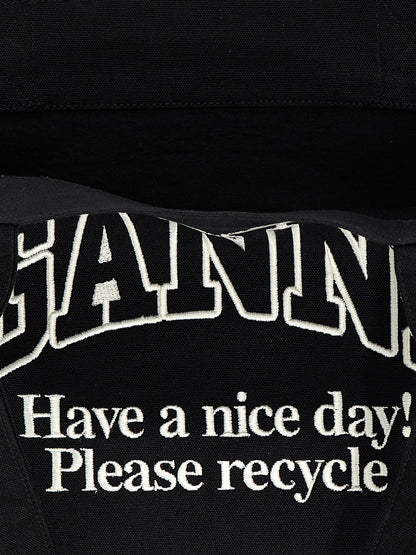 Ganni Zweifarbige Tote Bag aus recycelter Baumwolle