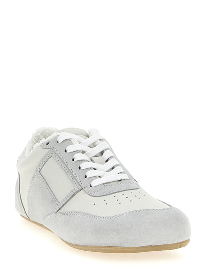 MM6 Maison Margiela Graue Kalbsleder-Sneaker im Athletic-Stil