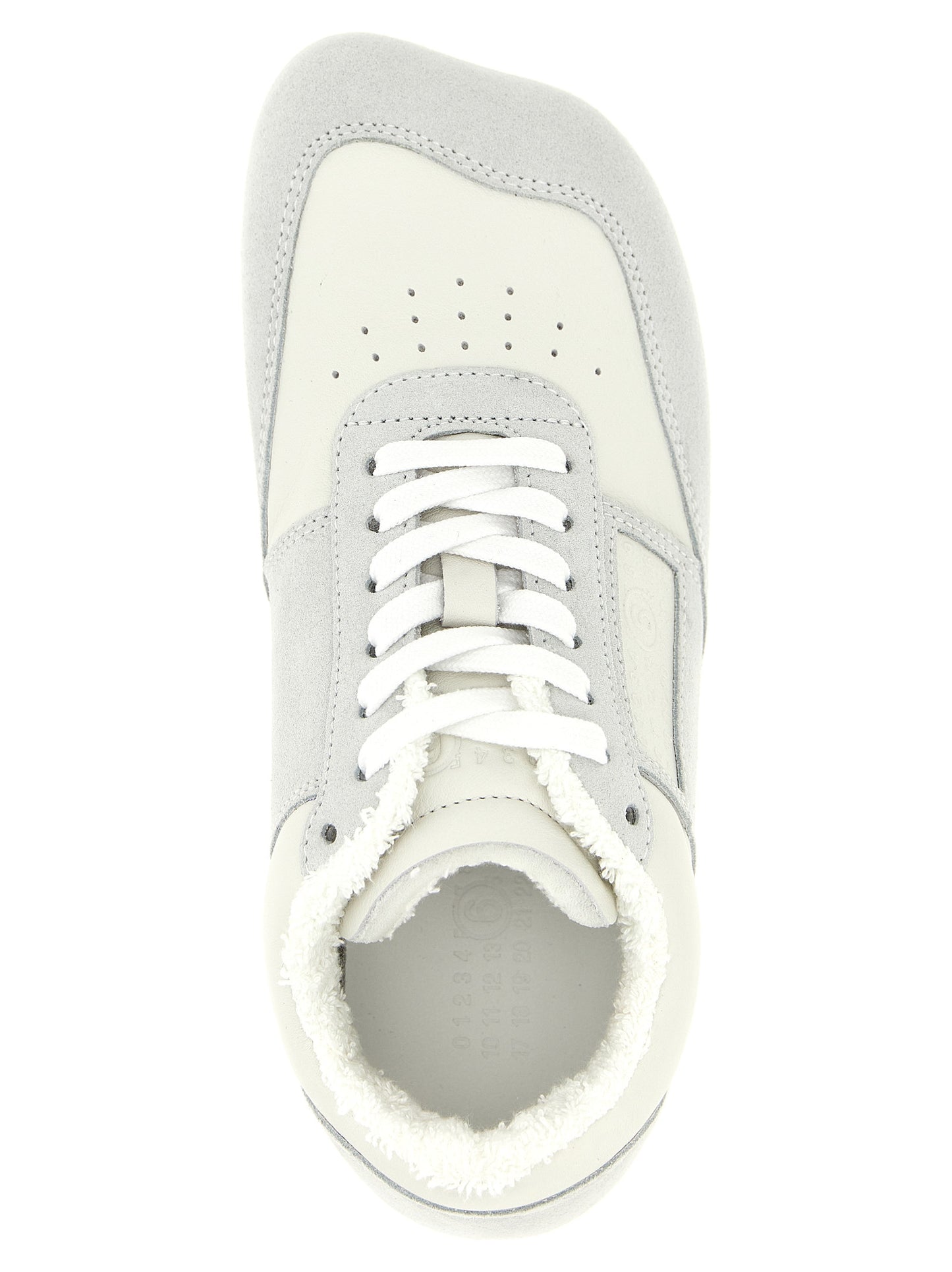 MM6 Maison Margiela Graue Kalbsleder-Sneaker im Athletic-Stil