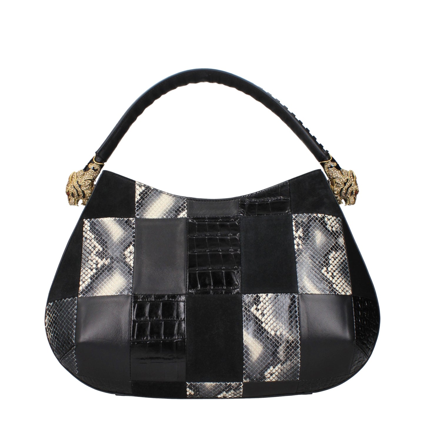 Roberto Cavalli Schwarze Lederhandtasche