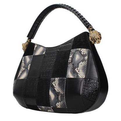 Roberto Cavalli Schwarze Lederhandtasche