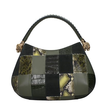 Roberto Cavalli Grüne Lederhandtasche