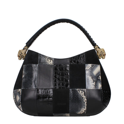 Roberto Cavalli Schwarze Lederhandtasche