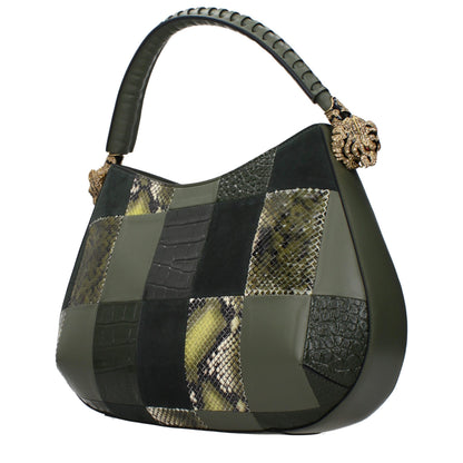 Roberto Cavalli Grüne Lederhandtasche