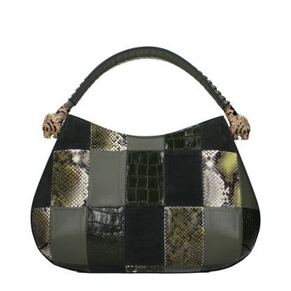Roberto Cavalli Grüne Lederhandtasche
