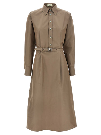 Fendi Graues Baumwoll-Midikleid