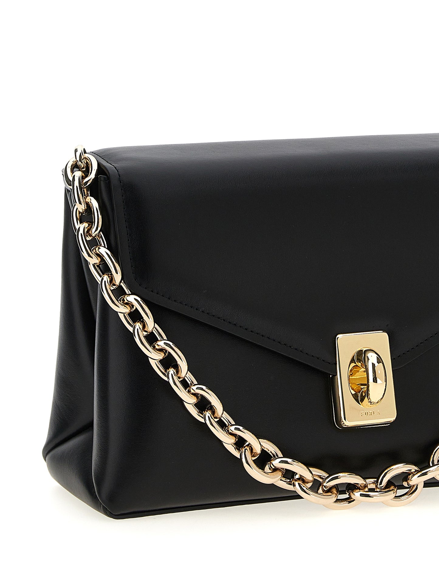 Furla Schwarze Leder Umhängetasche