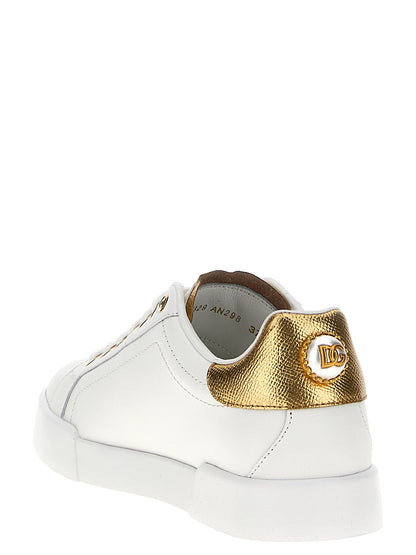Dolce & Gabbana Sneakers aus Kalbsleder in Gold