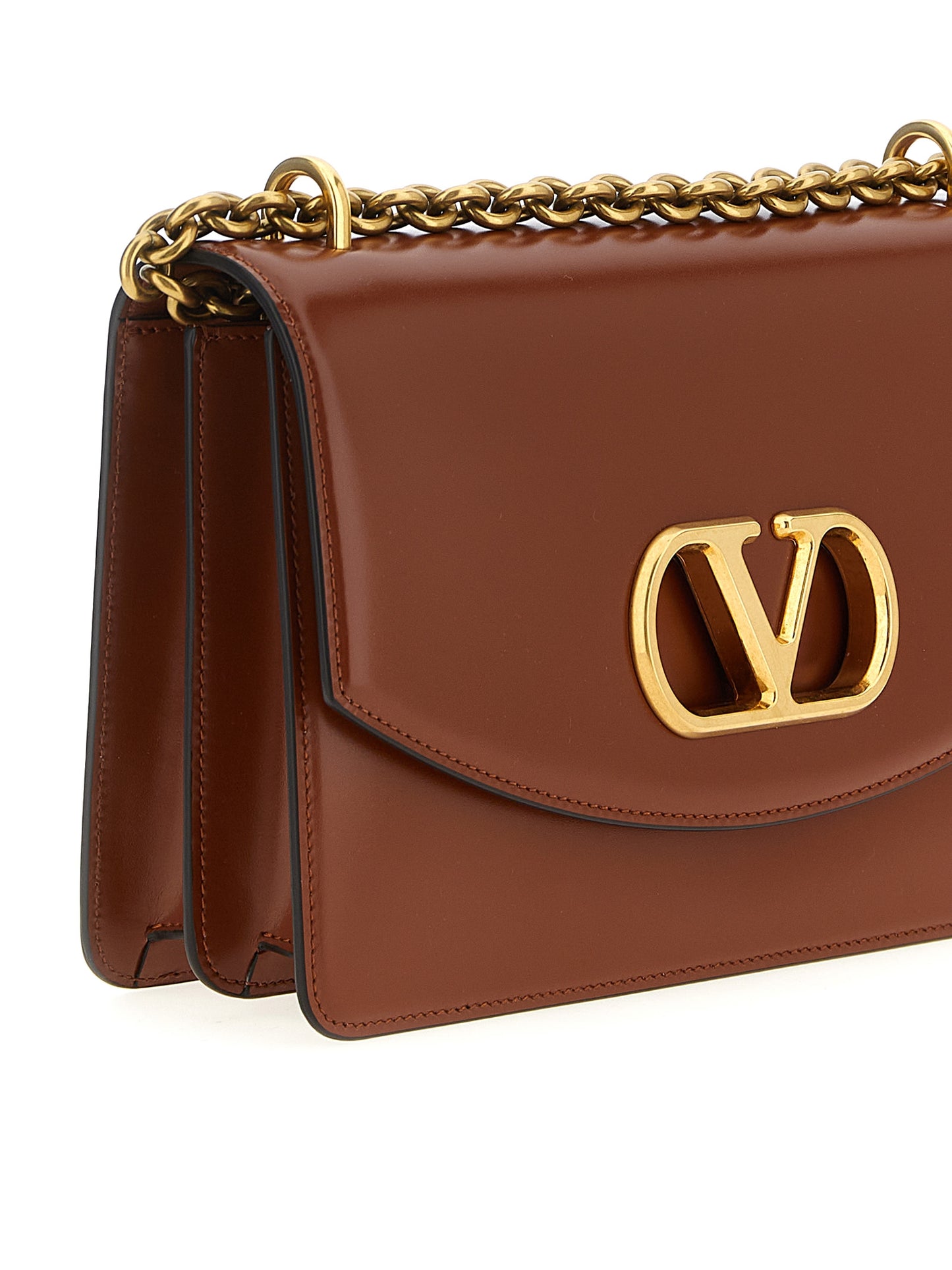 Valentino Garavani Braunes Kalbsleder Damen Crossbody Tasche