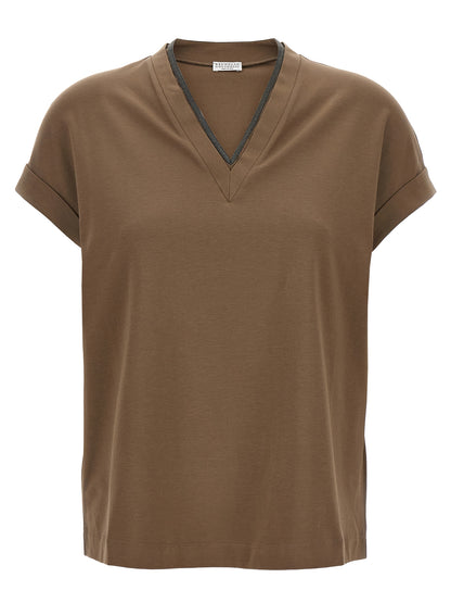 Brunello Cucinelli Braunes Baumwoll-T-Shirt