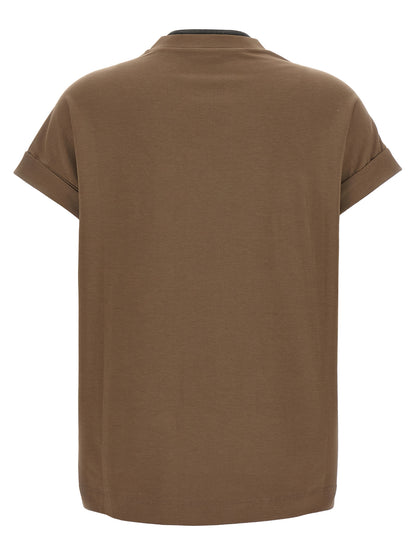 Brunello Cucinelli Braunes Baumwoll-T-Shirt