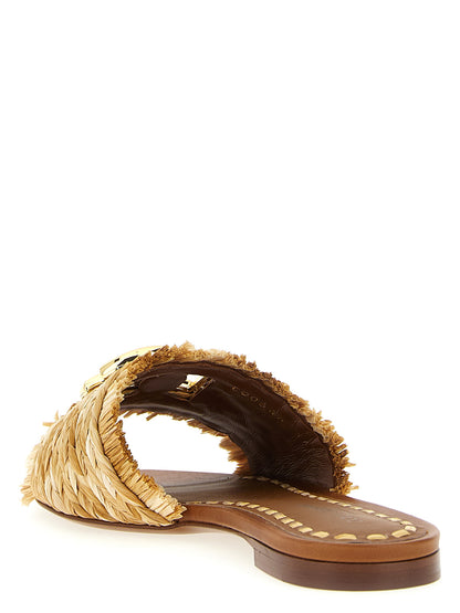 Dolce & Gabbana Braune Raffia-Slipper