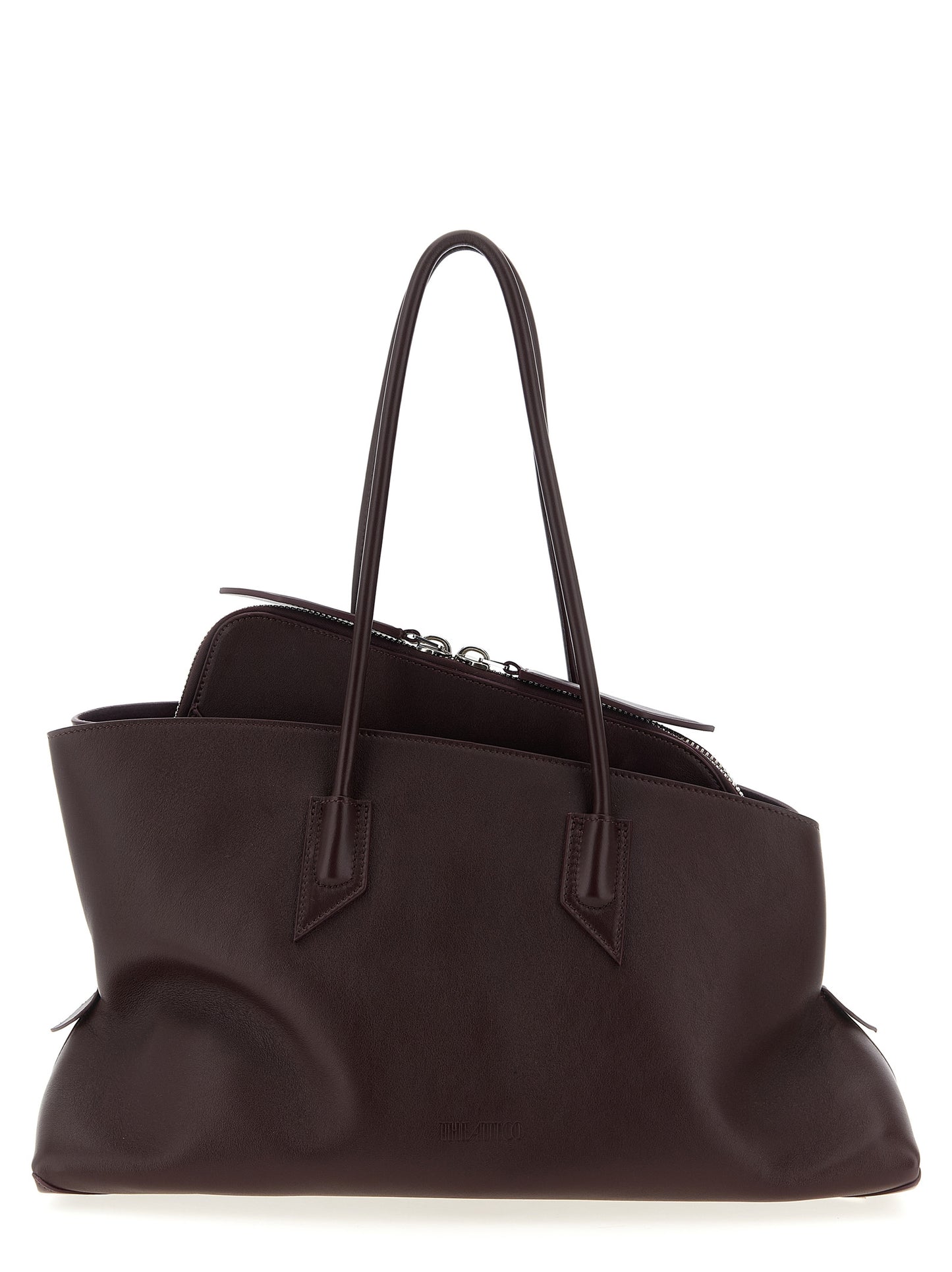 The Attico Schultertasche aus violettem Kalbsleder