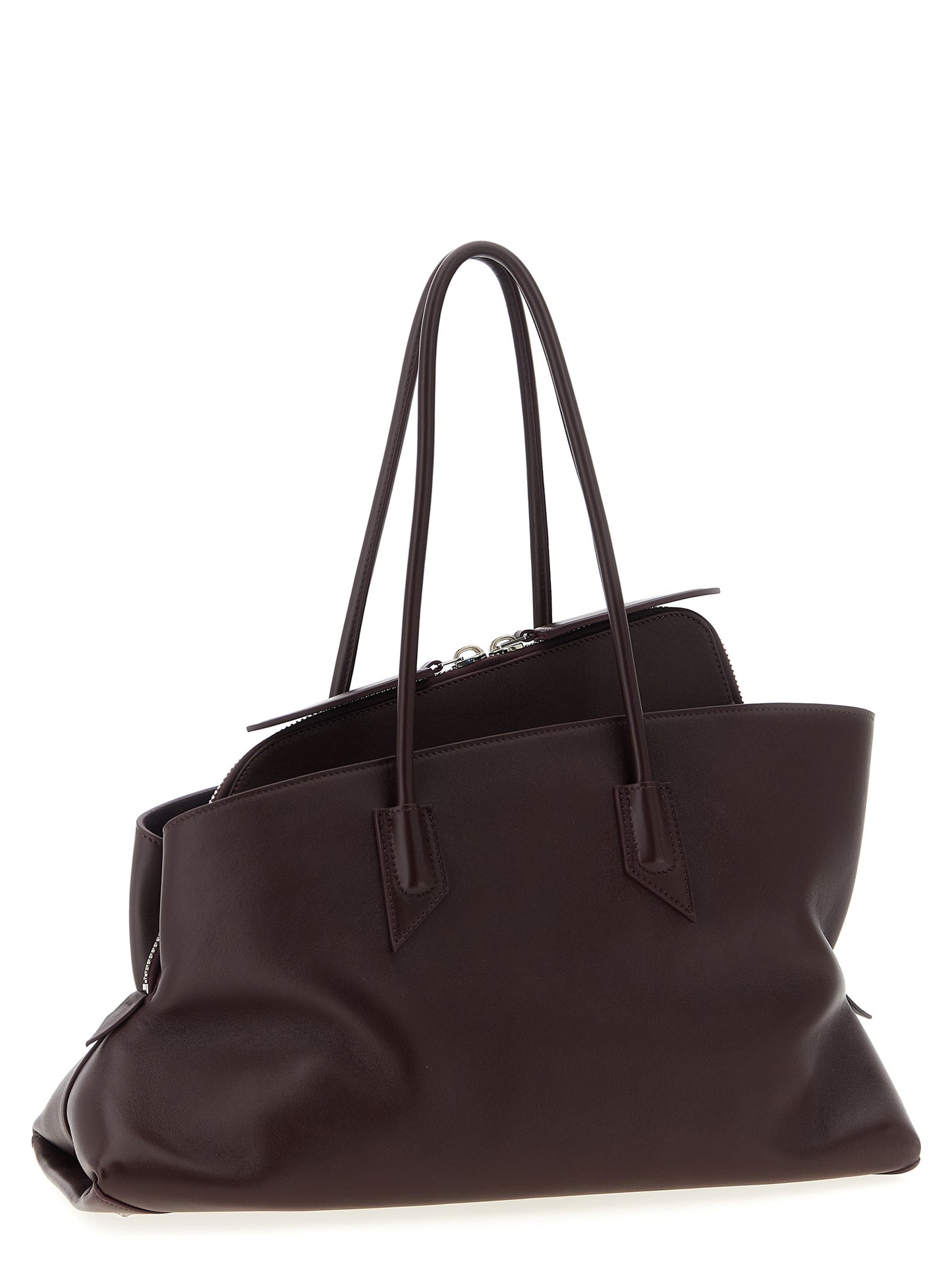 The Attico Schultertasche aus violettem Kalbsleder
