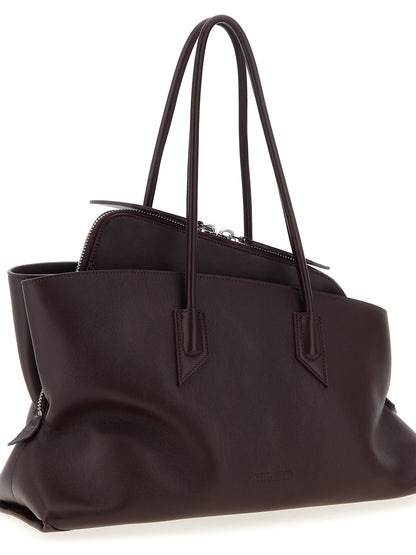 The Attico Schultertasche aus violettem Kalbsleder