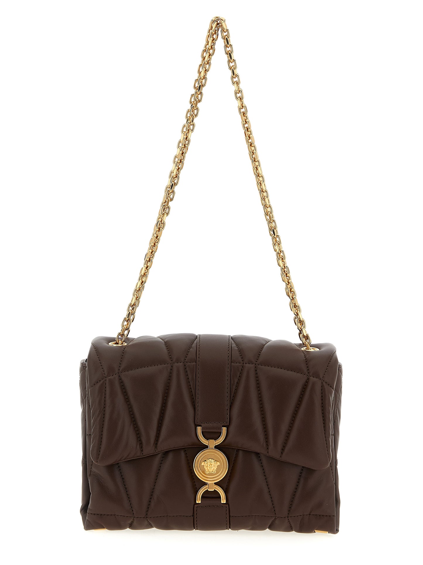 Versace Schultertasche aus braunem Lammleder