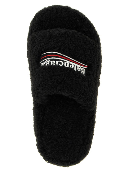 Balenciaga Schwarze Slides aus Polyester